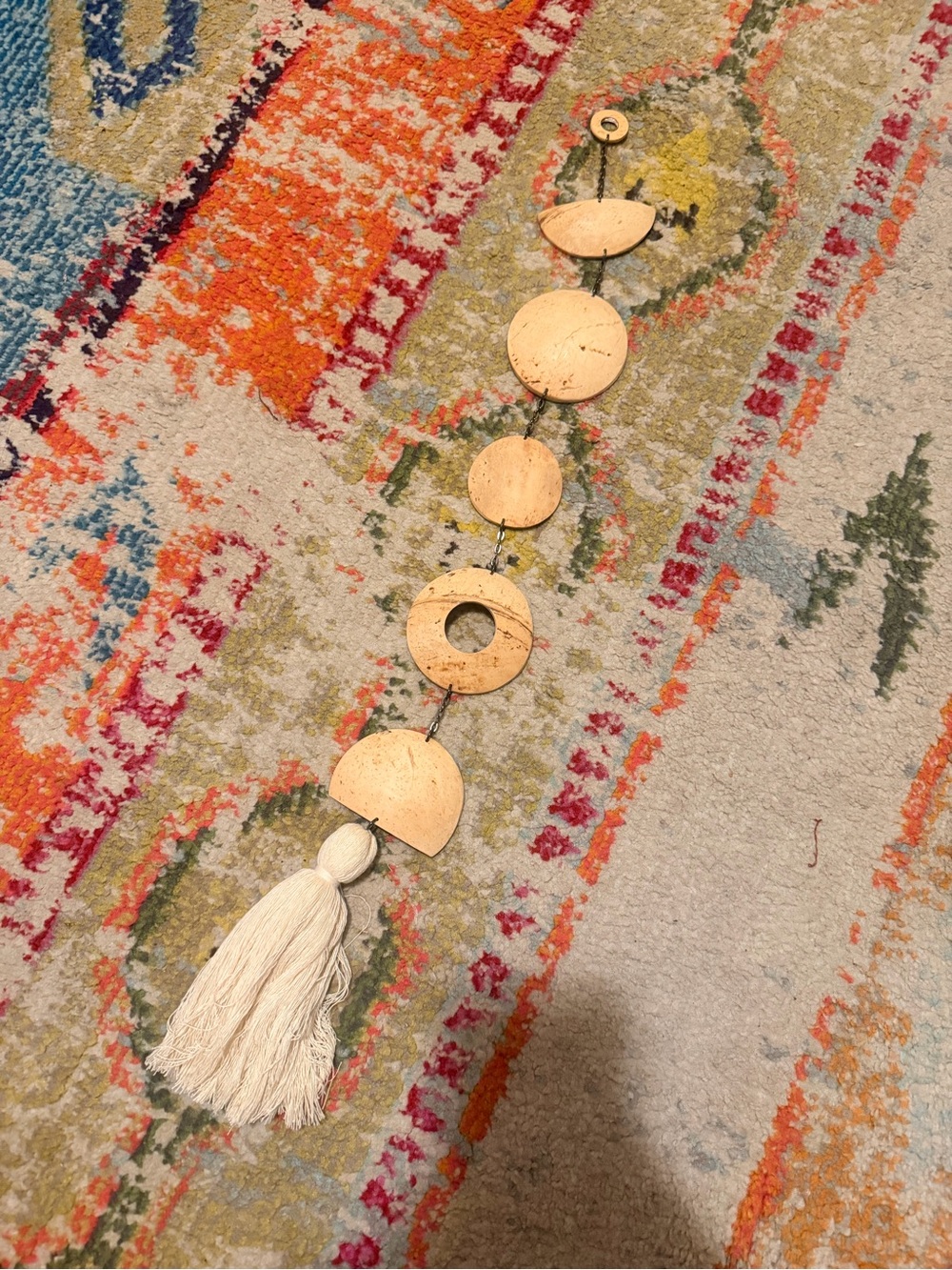 Wooden boho moon cycle Tassel Wall Hanging decor